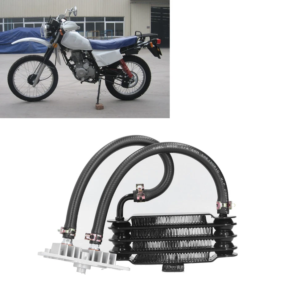 Aluminum Motorcycle Engine Oil Cooler Universal For Scooter Dirt Pit Bike 1 OH - Image 4 of 4