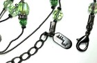 Vtg Dabby Reid Aurora Borealis Green Glass Bead Link Pendant Dangle Necklace CJ — photo 5
