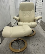 Ekornes Stressless Signature Consul Leather Recline/Swivel Chair & Footstool Med