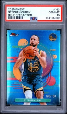2025 Topps Finest Stephen Curry Blue Refractor 101/150 PSA 10 Uncommon