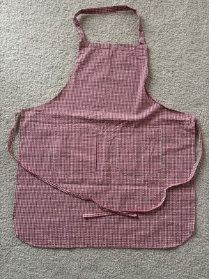 Vtg Williams Sonoma Apron Cotton  Red & White Gingham Two Pockets