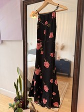 Reformation Floral Sleeveless Halter Long Dress 100% Viscose Size 6 - Open back 