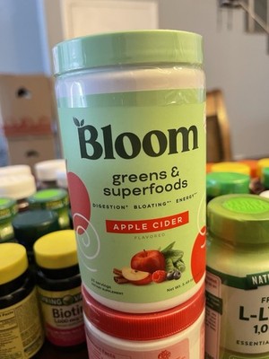 Bloom Greens & Superfoods Powder Apple Cider (25 Servings 5.49oz) EXP 06/2026