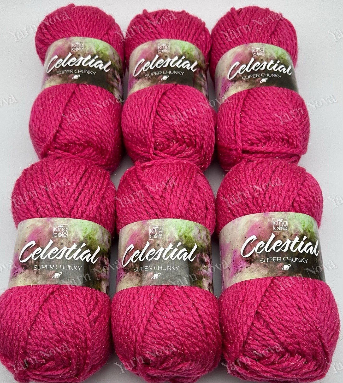 King Cole Celestial Glittery Super Chunky Yarn Wool - 6x100g Balls - 5627 Venus - Image 2