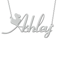 Women Jewelry Name Necklace Silver Heart Best Friend Women Gifts for Her Ashley
