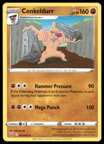 Conkeldurr 075/163 Rare Battle Styles Pokemon Lightly Played