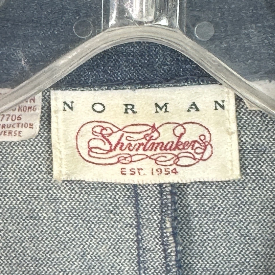 Vtg 80s Norman Shirtmaker Denim Duster Coat Women 8 Blue Cotton Pockets Maxi - Image 3 of 4