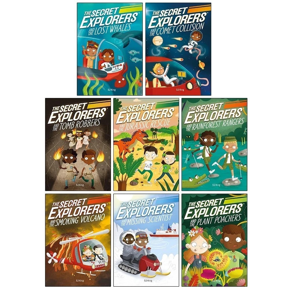 Secret Explorers Collection 8 Books Set By SJ King Jurassic Rescue,Rainforest