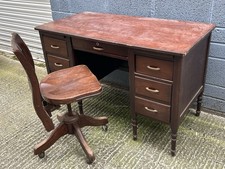 1930’s Office Desk And Chair, Solid, Vintage and Beautiful