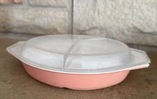 Vintage Rare Pyrex Eagle Child Toys Pink Casserole Divided Dish 1960s W Lid