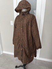 New women Joules Right as Rain Animal Print Rain Coat Hooded sz US 14