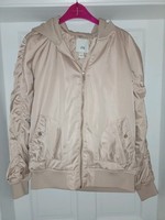 River Island Coat Beige 10/12 Detachable Hood Quilted Lining And  Pockets