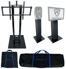 Rockville RTP33-TV Black Totem DJ Speaker/Lighting Stand w/Detachable TV Mount