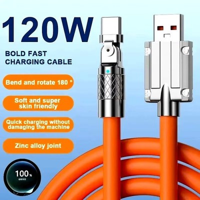120W 6A USB-C Schnellladekabel 180° Drehfunktion Typ C für Samsung Xiaomi Huawei