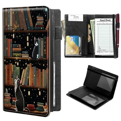 High Volume Server Books, Cat Library Server Book w/ 2 Expandable Pockets 9 x...