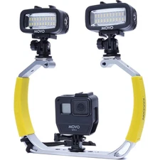 Movo Photo LED-WPx2+GB-U80 XL Underwater Diving Rig Kit with 2x Rechargeable LED