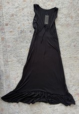 2 Saints Black Maxi Sleeveless Tie Front Ruffle Hem Stretch Dress Size S