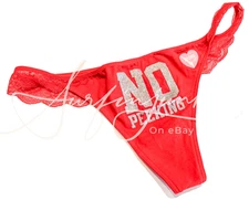 Victoria's Secret Vintage Panties Panty Red Thong Bikini No Peeking Large Lg L