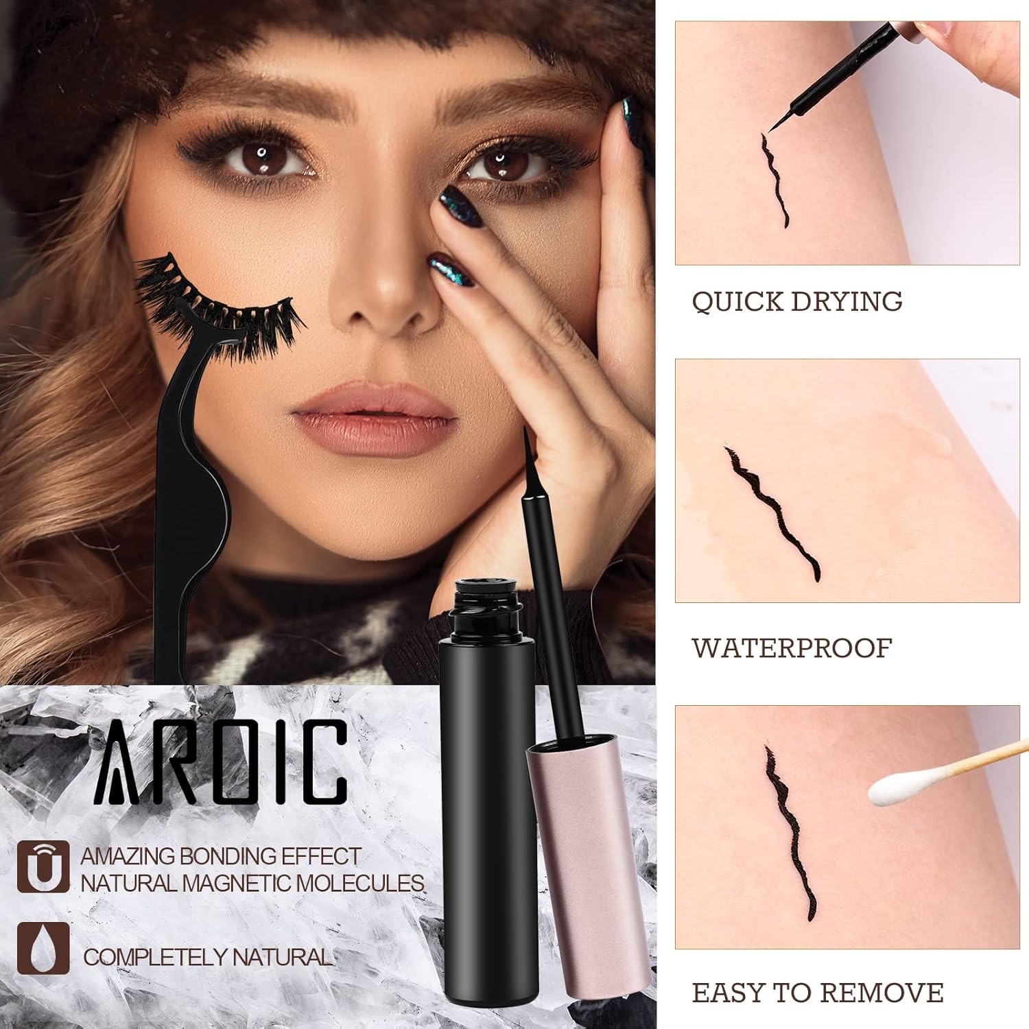 AROIC 10 Kinds of 3D 5D Magnetic Eyelash Kit with Different 10 Pairs Set 
