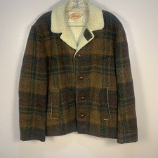 VTG Lakeland Sportswear Buffalo Plaid Sherpa Fleece Lined Jacket Brown Size 40