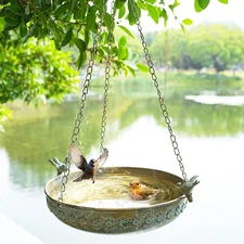 Hanging Bird Bath, Metal Birdbaths for Outdoors, Birdbath Hanging for outside Bi
