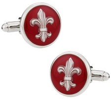 Red Men's Fleur De Lis Cufflinks Includes Travel Presentation Gift Box Mardi ...