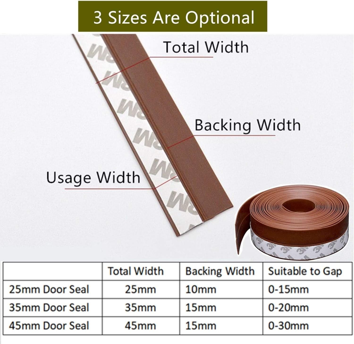 Weather Stripping, Door Seal Strip Self Adhesive Silicone Draft Bottom Gap Repla
