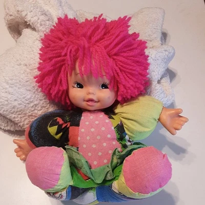 Retro Vintage 80er Harlekin Clown Puppe Mit Pink Haare Aus WOLLE. - Bild 1 von 4