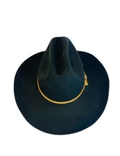 VINTAGE BLACK SILVER SPUR QUARTER HORSE COWBOY HAT SIZE 6 7/8 MADE IN USA