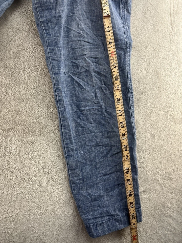 Pantalones Gap para mujer 6 azul jaspeado novia chino cambray mezcla de algodón caqui Foto 3 de 4