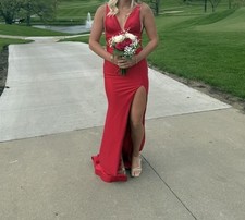 Hopes Bridal And Prom Red Elegant Prom Dress Size 2 Slit On The Left Side