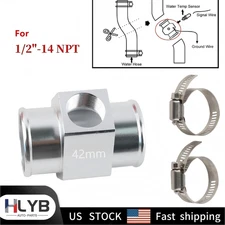 42MM JOINT PIPE RADIATOR HOSE ADAPTER FOR 1/2"-14NPT WATER TEMP GAUGE SENSOR