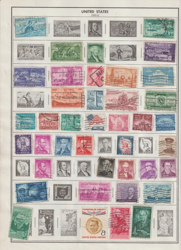 USA stamp collection on 8 Scott pages (4 sheets) + 100 US stamps!