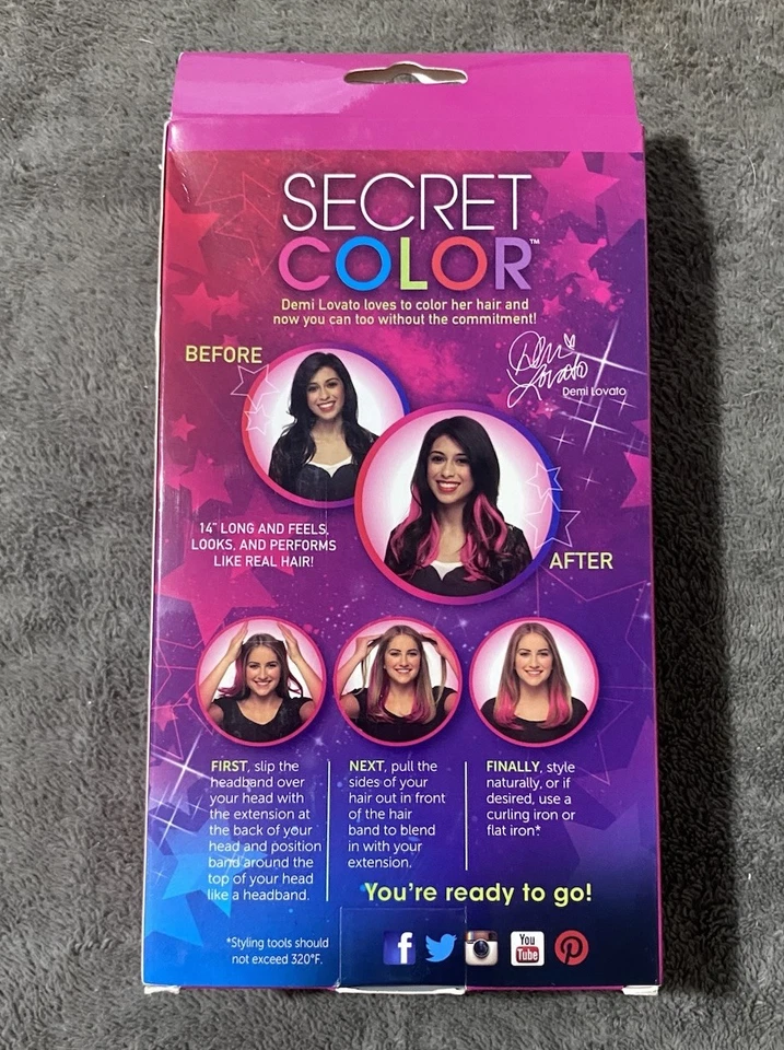 Extensiones de cabello de diadema de color secreto rosa, prácticamente ocultas, como se ve en la televisión Foto 2 de 4