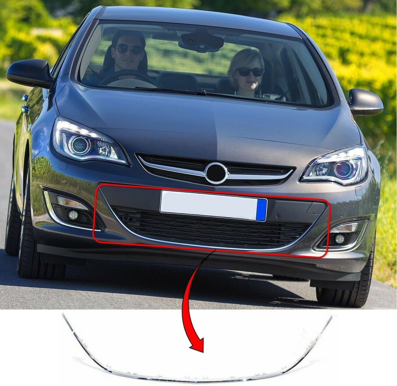Fits Vauxhall Astra J 2012-2015 Front Bumper Grille Chrome Moulding 5Dr Only New