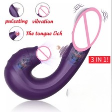 3 IN1 Vibrator Dildo Lecken G-Punkt Klitoris Stimulator Sexspielzeug Für Frauen