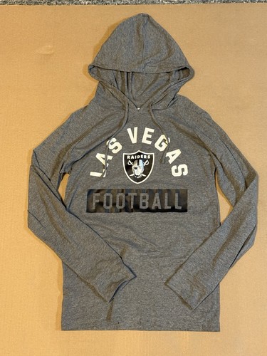 LAS VEGAS RAIDERS T SHIRT Hooded LIGHTWEIGHT LONG SLEEVE Gray MENS Small Hoodie