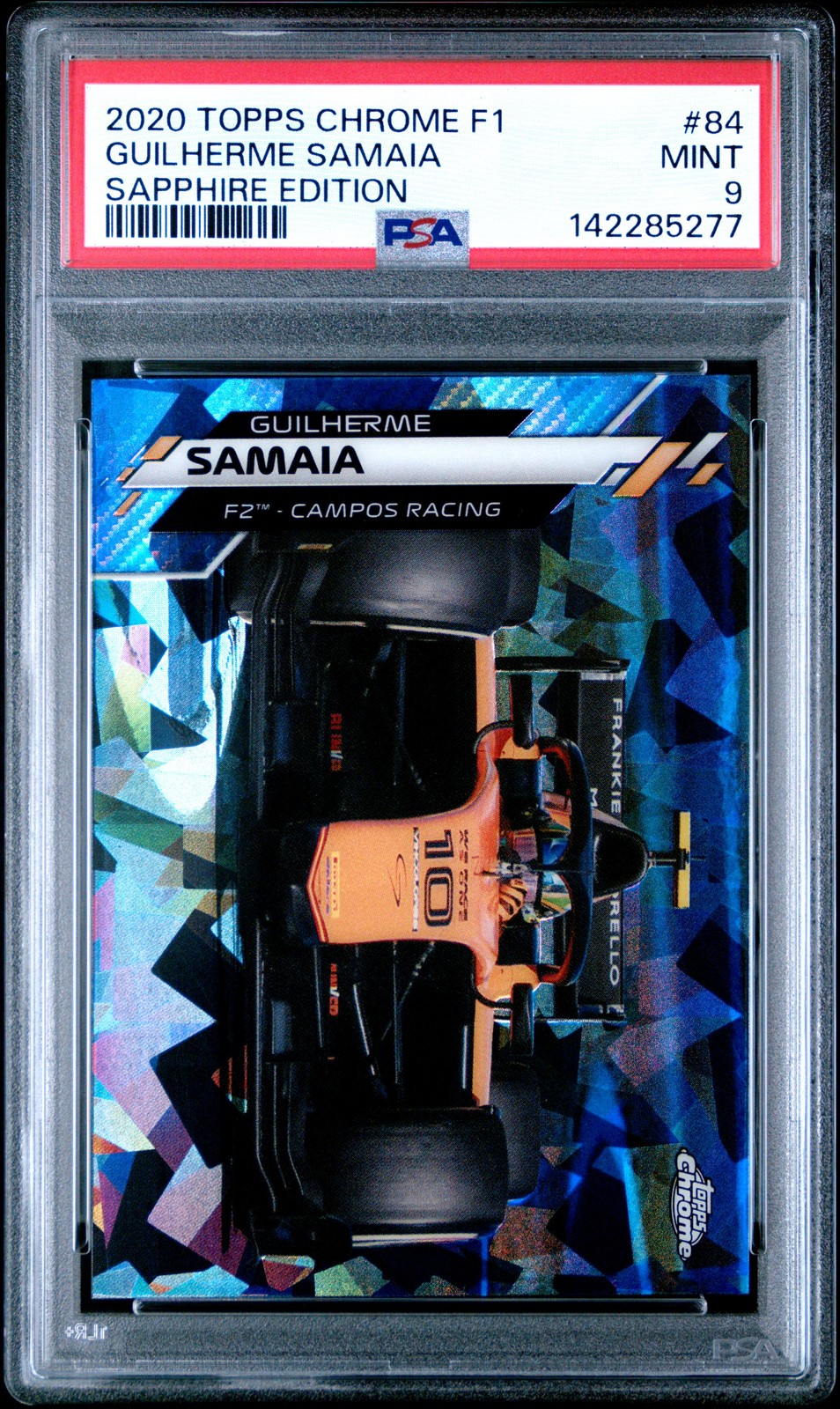 2020 TOPPS CHROME FORMULA 1 SAPPHIRE ED #84 GUILHERME SAMAIA PSA 9