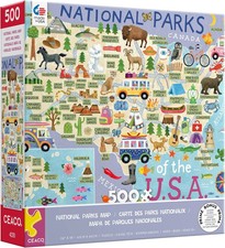 National Parks Map - 500 Piece Jigsaw Puzzle for Adults