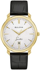 Bulova Men's Frank Sinatra Date Window Black Leather Quartz Watch 41MM 97B204