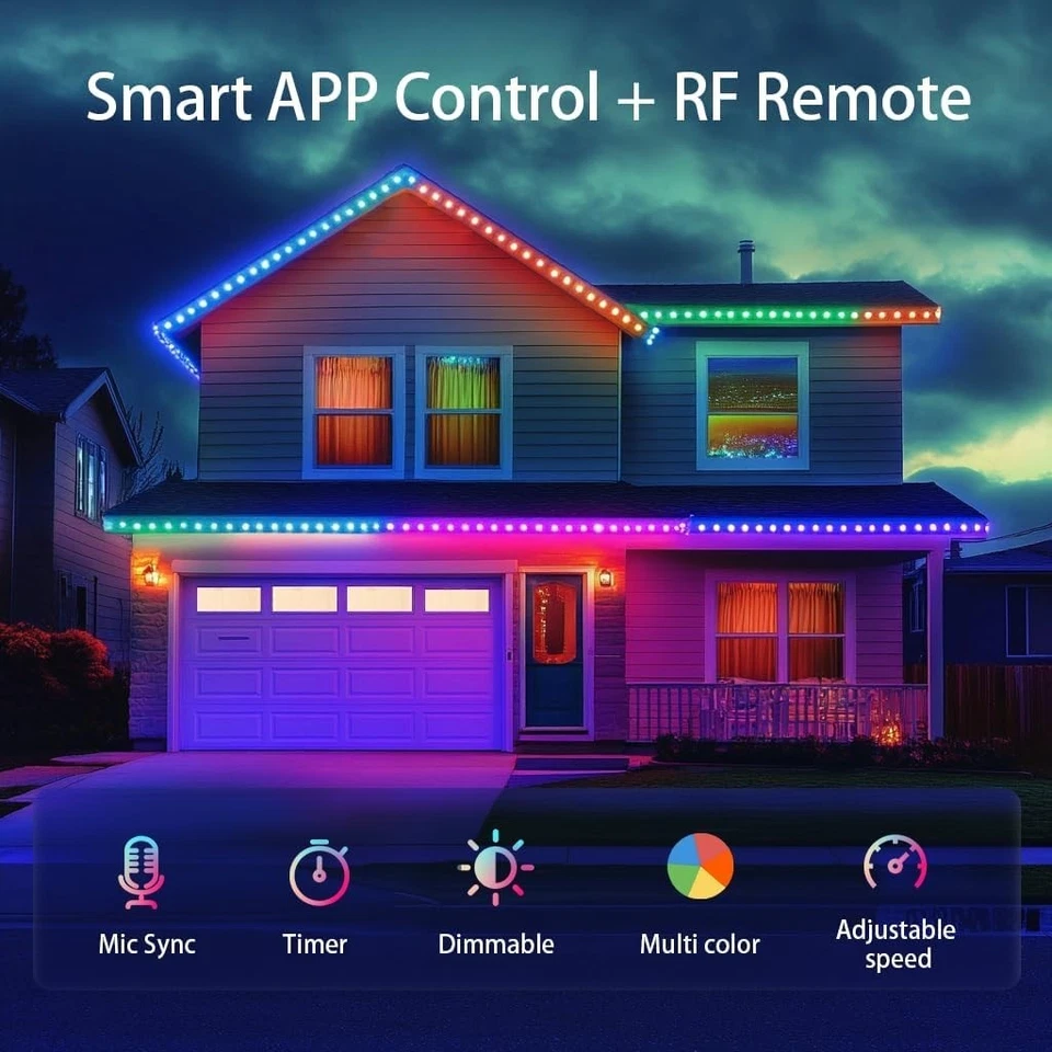 Smart Permanent Outdoor Lights RGB Waterproof Eaves Lighting for House Decor - Image 3 of 4