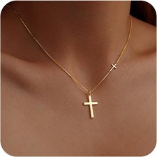 Cross Necklace for Women Girls, Dainty 14K Gold Silver Plated Cross Choker Penda