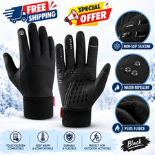 Men's Winter Thermal Touchscreen Gloves Warm Windproof Cycling Driving Work Blac