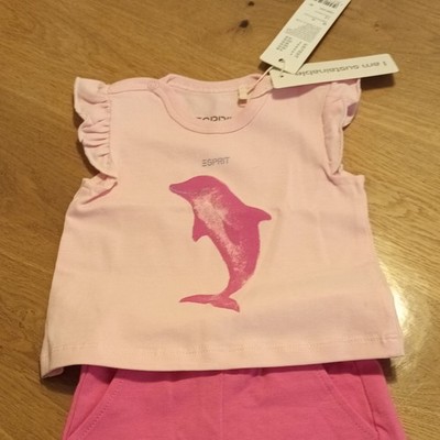 ESPRIT Baby Mädchen 2-tlg Set Gr. 56 rosa/pink Jersey Delfin-Print Shorts