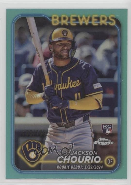 2024 Topps Chrome Update Rookie Debut Aqua Refractor /199 Jackson Chourio 0nb9
