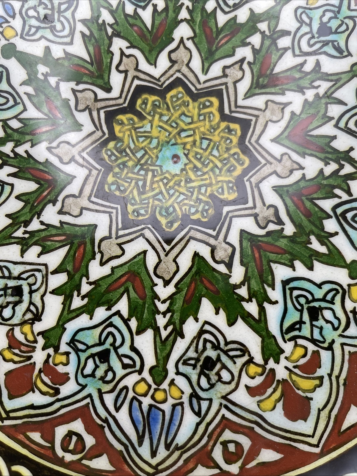 Turkish Kutahya Ceramic Plate Hand-Painted Guven Cini 1950s 9” Signed