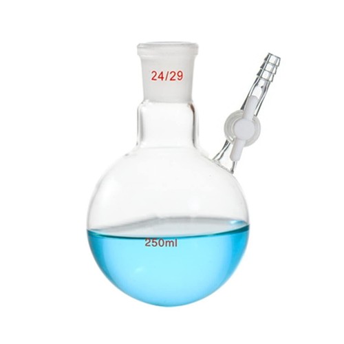250ml 24/29 Glass Reaction Flask With PTFE Stopcock Lab Chemical Reactor Bottle