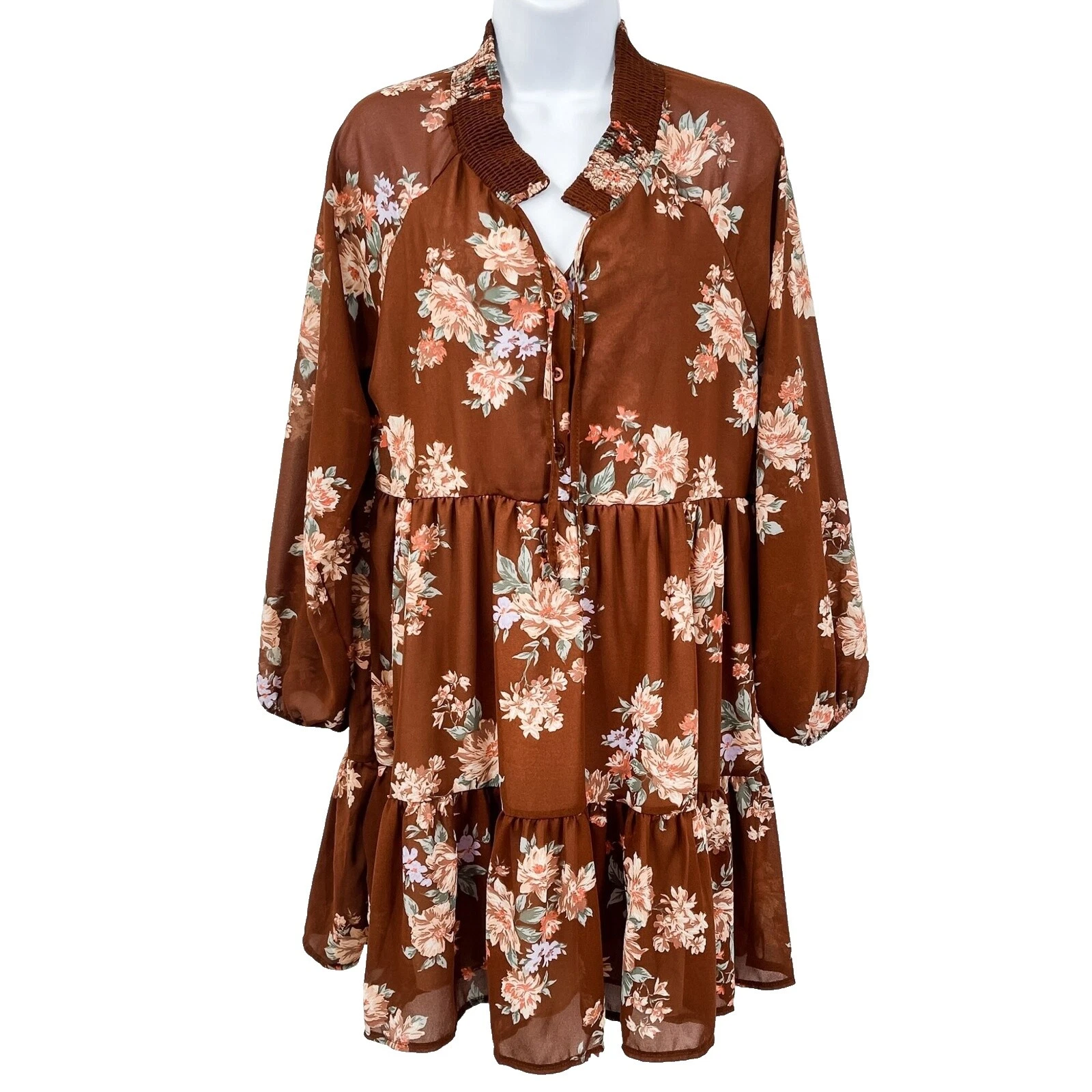 Casual Floral Shirt Dresses