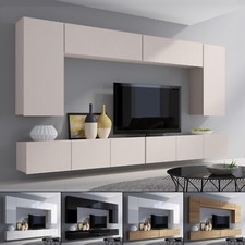 Moderne Wohnwand CALABRINI-13 Wohnzimmer-Set Hängewohnwand Hochglanz 10-Farben