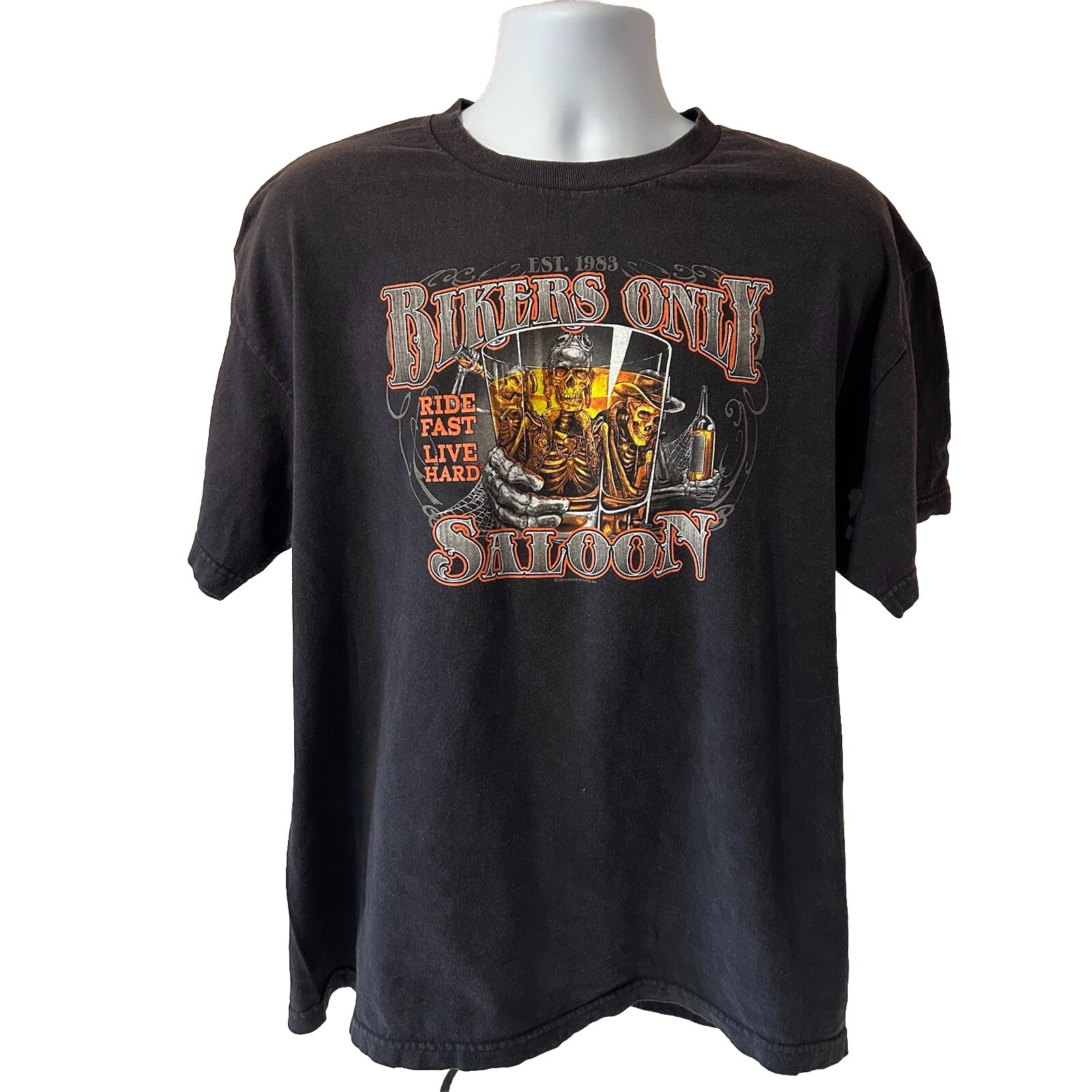 ALTRA Camicia Bikers Only Saloon uomo grande scheletro biker al bar nera manica corta 2015